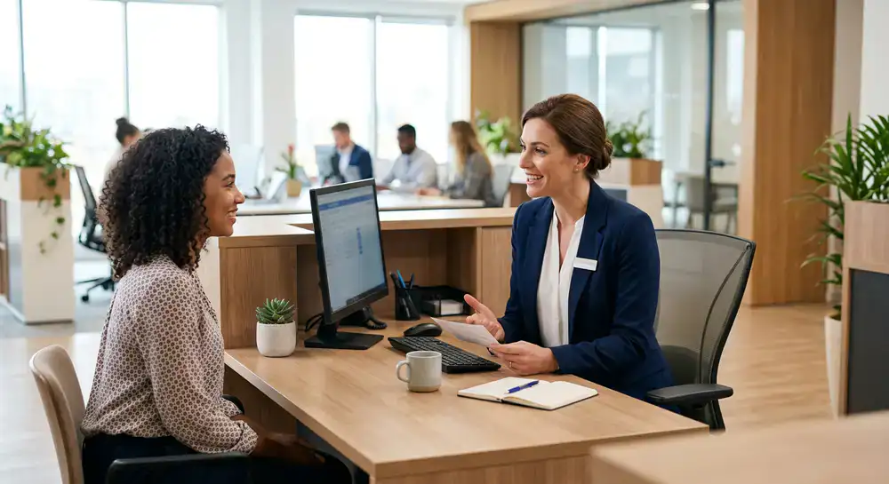 Plovance Kundenservice am Schreibtisch