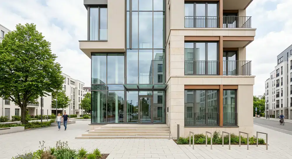 Außenansicht des Plovance Studios in Düsseldorf