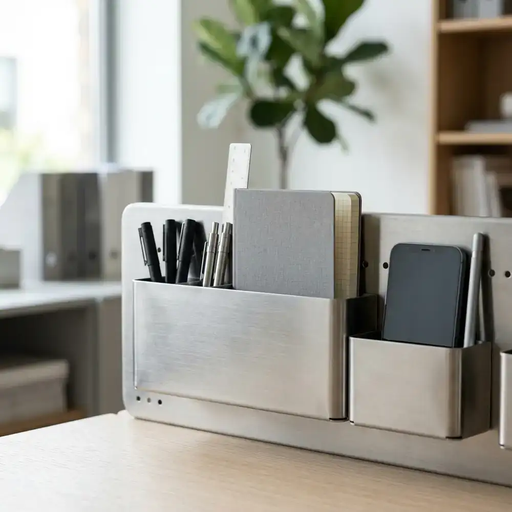 Detail eines matten Stahl-Organizers